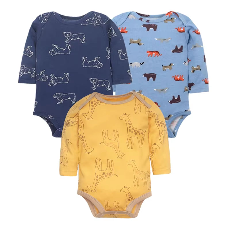 3/4/5PCS Baby Boys Girls Bodysuits Long Sleeve Stripe 100% Cotton Baby Clothes 0-24 Month Newborn Body Bebe Jumpsuit Clothing