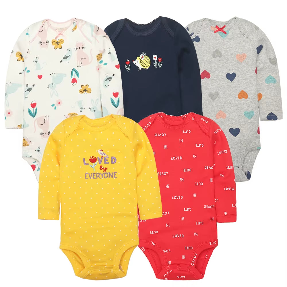 3/4/5PCS Baby Boys Girls Bodysuits Long Sleeve Stripe 100% Cotton Baby Clothes 0-24 Month Newborn Body Bebe Jumpsuit Clothing