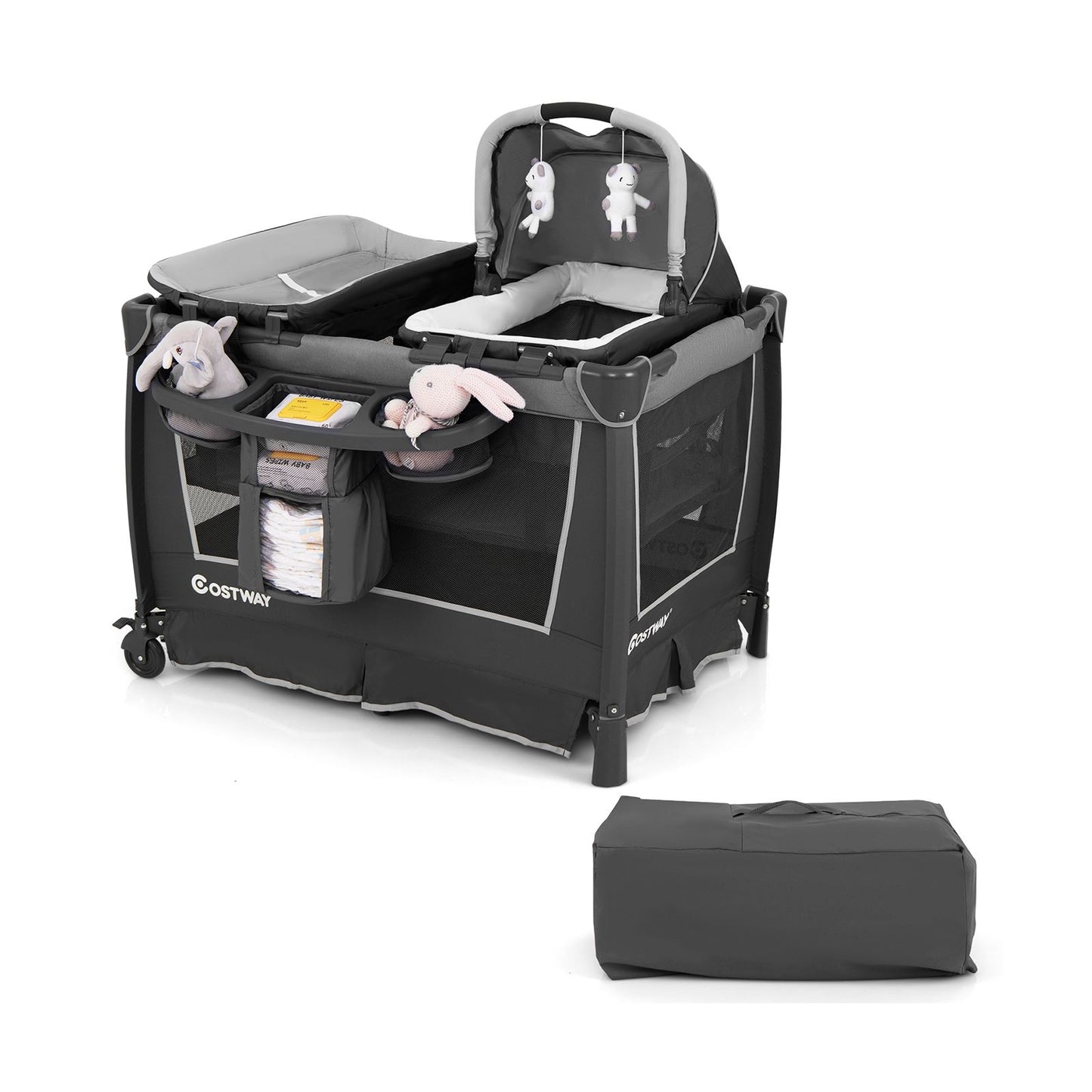 5-In-1 Foldable Pack and Play with Removable Bassinet