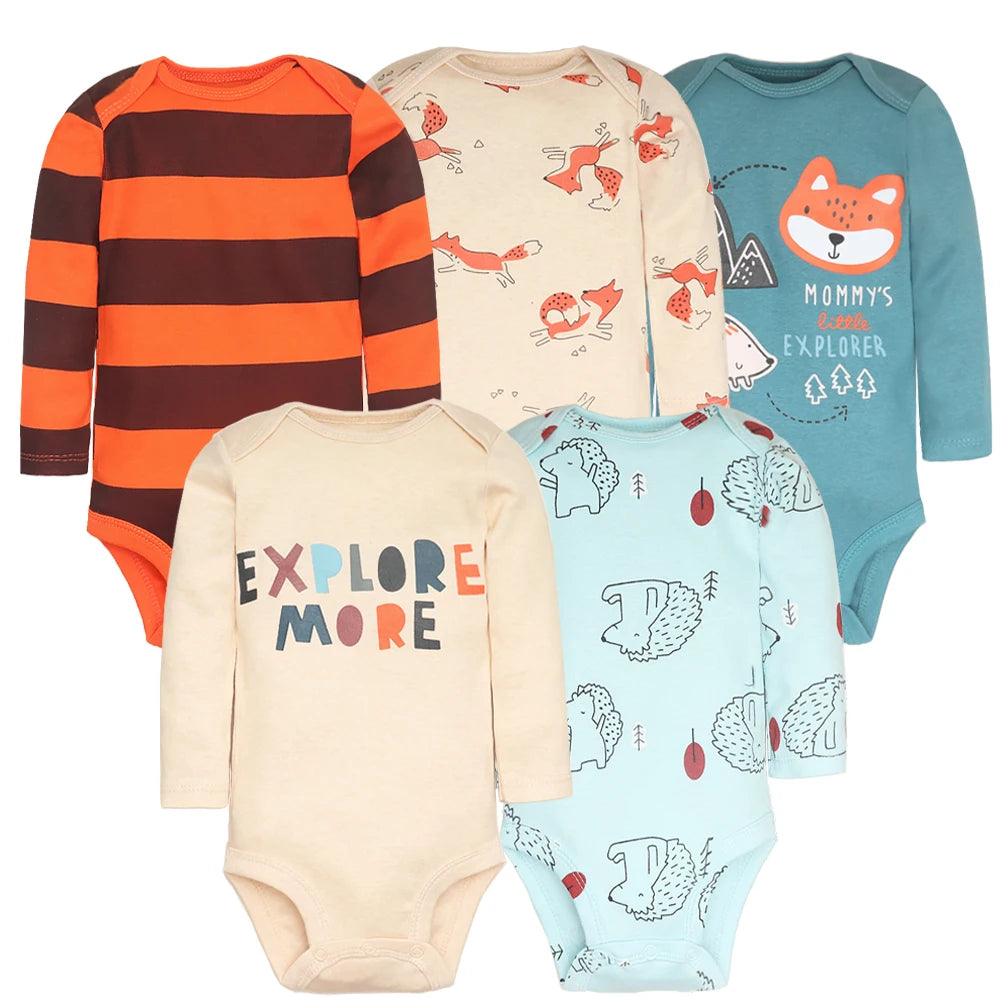 3/4/5PCS Baby Boys Girls Bodysuits Long Sleeve Stripe 100% Cotton Baby Clothes 0-24 Month Newborn Body Bebe Jumpsuit Clothing