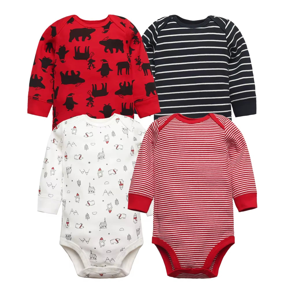 3/4/5PCS Baby Boys Girls Bodysuits Long Sleeve Stripe 100% Cotton Baby Clothes 0-24 Month Newborn Body Bebe Jumpsuit Clothing