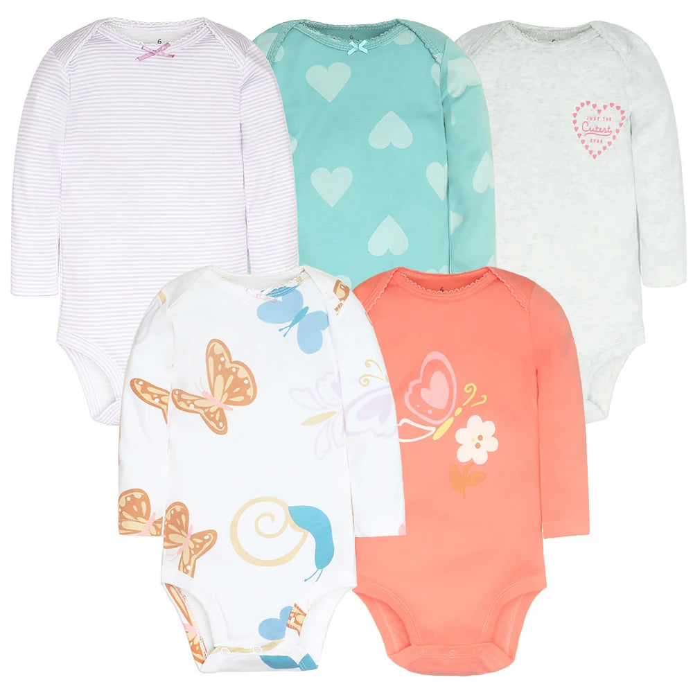 3/4/5PCS Baby Boys Girls Bodysuits Long Sleeve Stripe 100% Cotton Baby Clothes 0-24 Month Newborn Body Bebe Jumpsuit Clothing