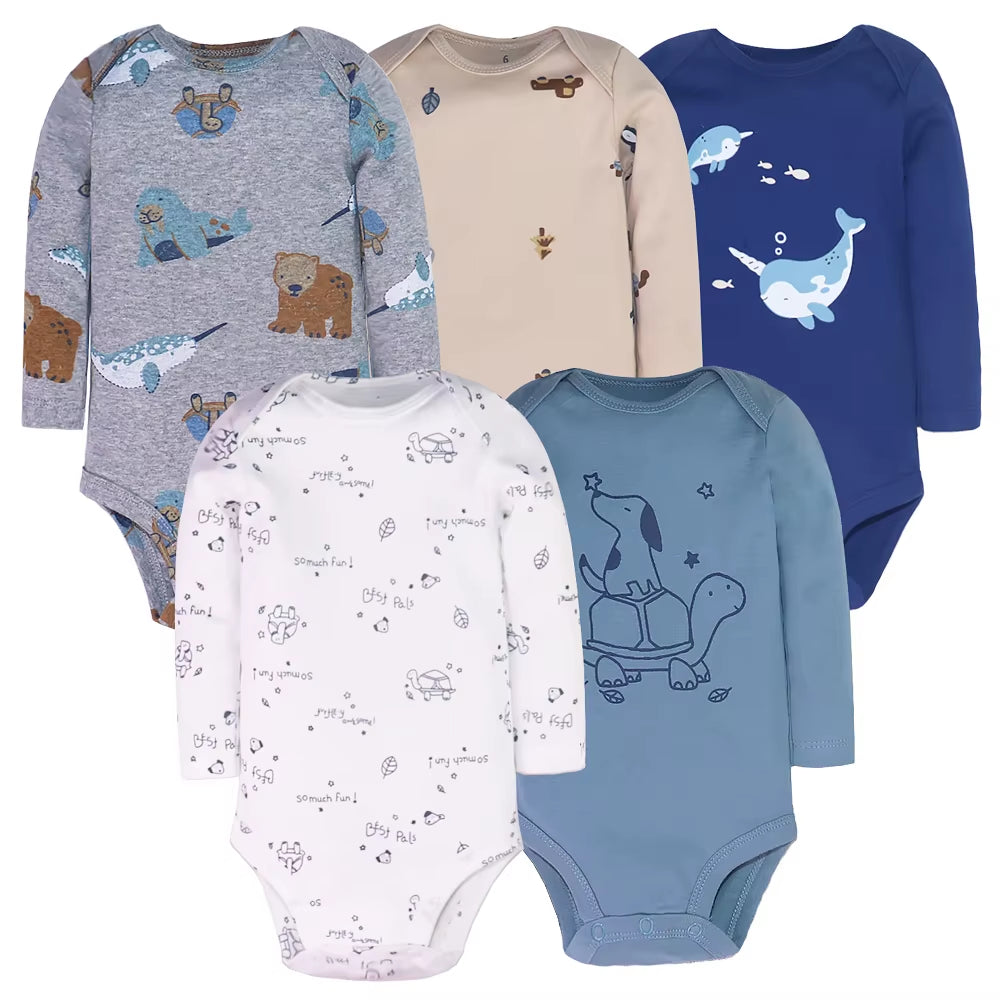 3/4/5PCS Baby Boys Girls Bodysuits Long Sleeve Stripe 100% Cotton Baby Clothes 0-24 Month Newborn Body Bebe Jumpsuit Clothing