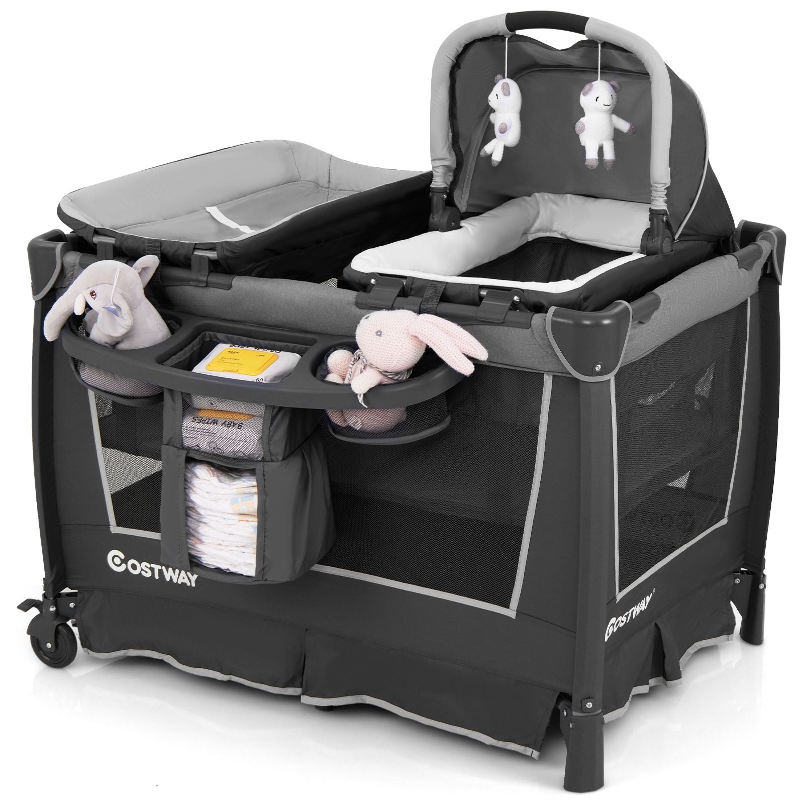 5-In-1 Foldable Pack and Play with Removable Bassinet