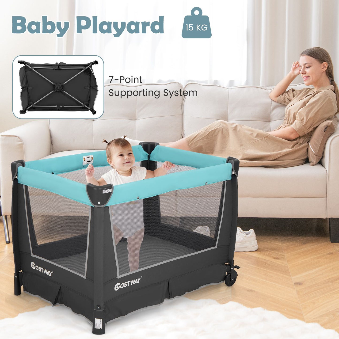 5-In-1 Foldable Pack and Play with Removable Bassinet