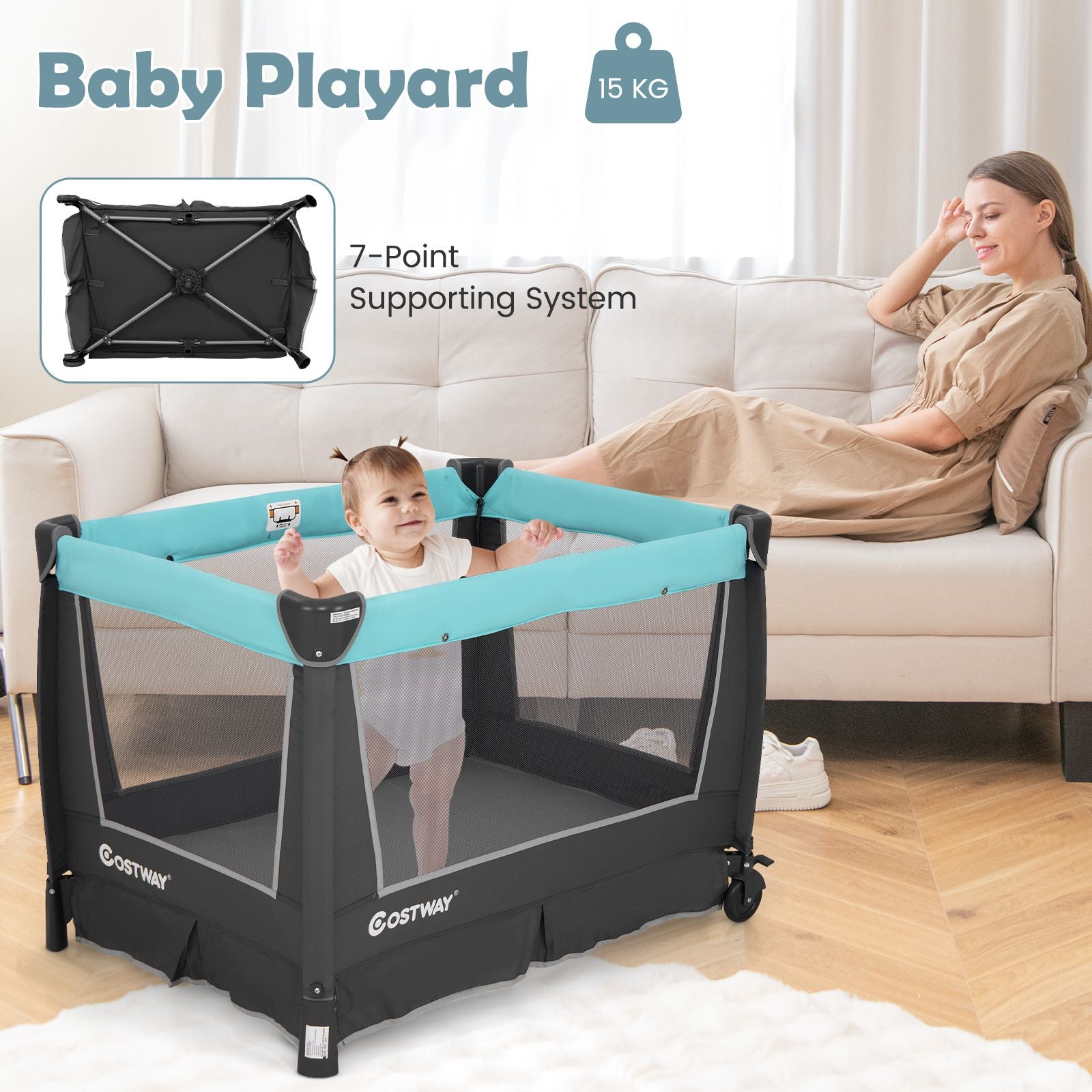 5-In-1 Foldable Pack and Play with Removable Bassinet