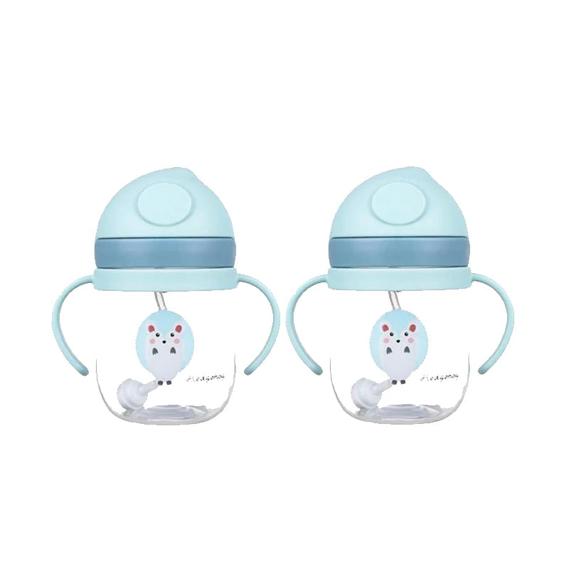 MAMIJOY 2PCS 250ML Baby Learning Drinking Cup With Gravity Ball&Handle&Scale Leak-proofHeat Resistance Newborn Water Cup BY01