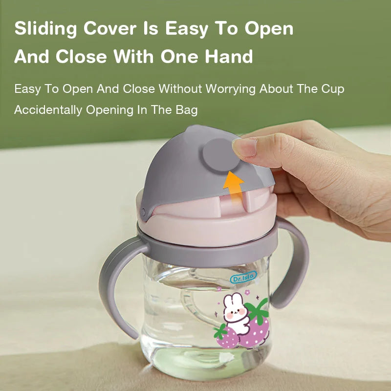 MAMIJOY 2PCS 250ML Baby Learning Drinking Cup With Gravity Ball&Handle&Scale Leak-proofHeat Resistance Newborn Water Cup BY01