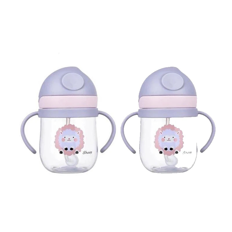 MAMIJOY 2PCS 250ML Baby Learning Drinking Cup With Gravity Ball&Handle&Scale Leak-proofHeat Resistance Newborn Water Cup BY01