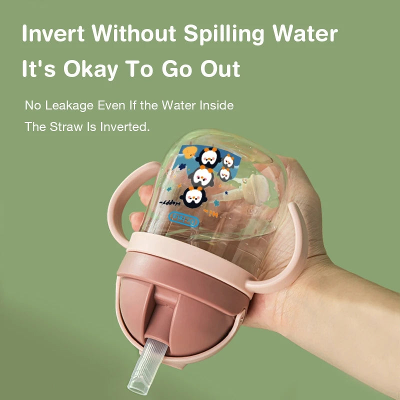 MAMIJOY 2PCS 250ML Baby Learning Drinking Cup With Gravity Ball&Handle&Scale Leak-proofHeat Resistance Newborn Water Cup BY01