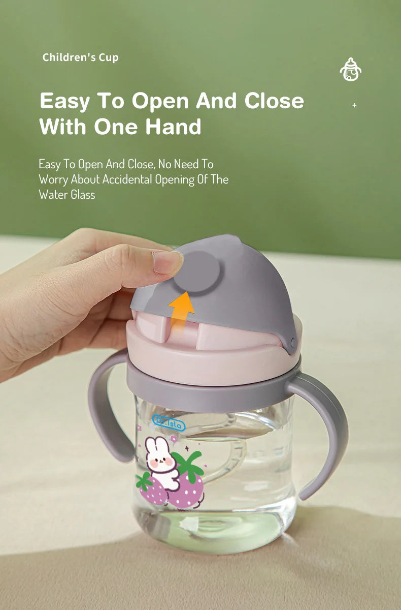 MAMIJOY 2PCS 250ML Baby Learning Drinking Cup With Gravity Ball&Handle&Scale Leak-proofHeat Resistance Newborn Water Cup BY01