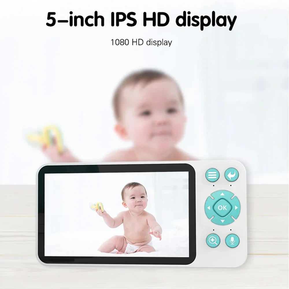 Tuya Smart WiFi Baby Cry Sound Detection Audio Video Baby Monitor PTZ Infrared 5Inch Monitor Camera 1080P Phone APP Remote View