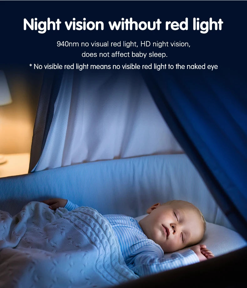 Tuya Smart WiFi Baby Cry Sound Detection Audio Video Baby Monitor PTZ Infrared 5Inch Monitor Camera 1080P Phone APP Remote View