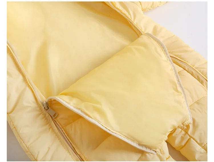 Baby jumpsuit winter new plush and thick hooded down climbing suit for babies to go out and hug clothes, newborn cotton jacket