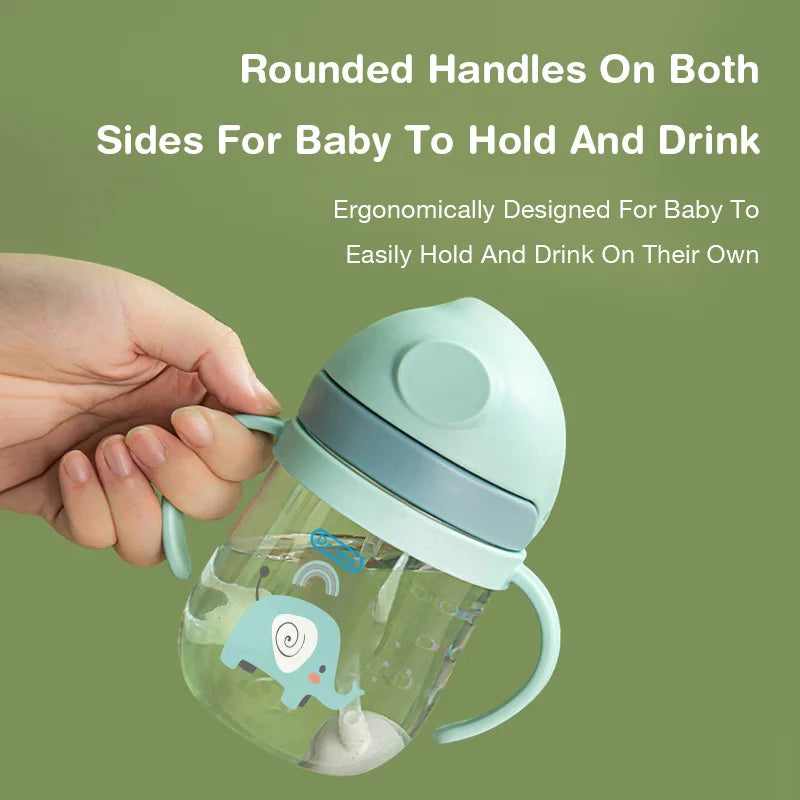 MAMIJOY 2PCS 250ML Baby Learning Drinking Cup With Gravity Ball&Handle&Scale Leak-proofHeat Resistance Newborn Water Cup BY01