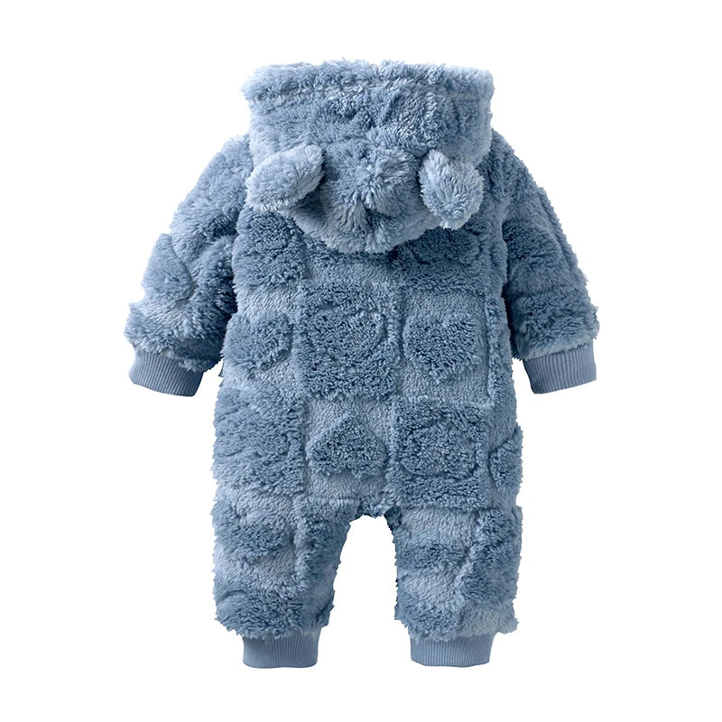 Baby Romper Winter Thicken Fleece Hooded Newborn Cute Bear Clothes Toddler Jumpsuits Zipper Infant Clothes Newborn Pyjamas