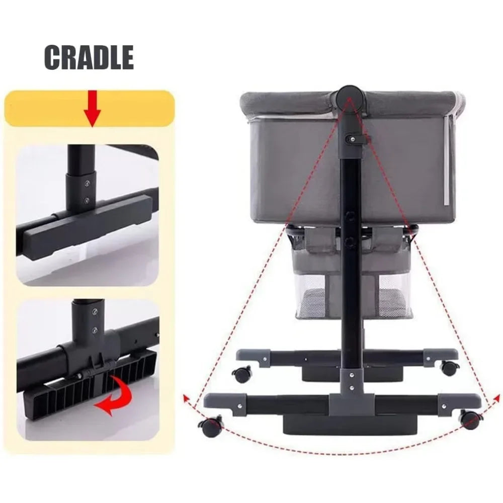 Portable Baby Crib Convertible Bassinet Multi-Functional Foldable Travel Bed with Wheels for Nursery Room Newborns Toddlers