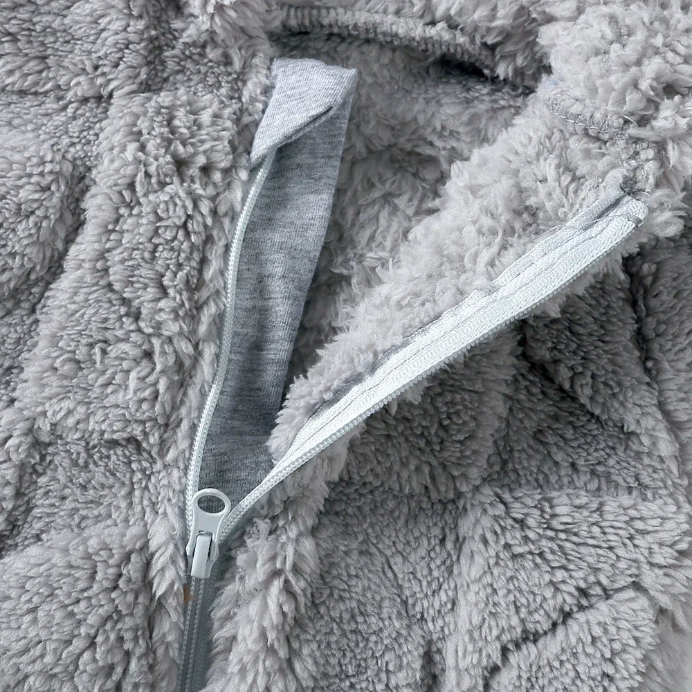 Baby Romper Winter Thicken Fleece Hooded Newborn Cute Bear Clothes Toddler Jumpsuits Zipper Infant Clothes Newborn Pyjamas