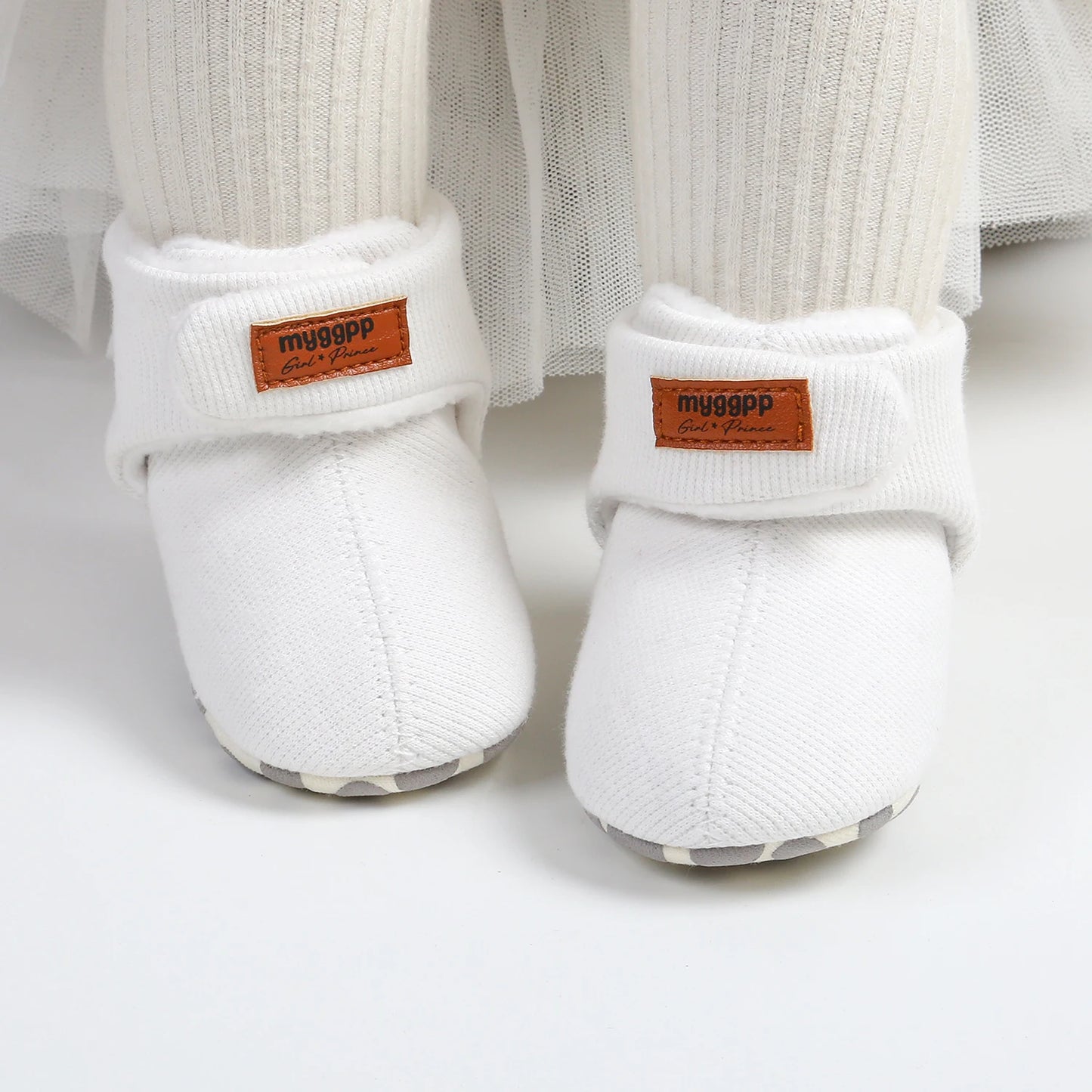 Newborn Baby Boy Girl Soft Fleece Booties Stay On Infant Slippers Socks Shoe Non Skid Gripper Toddler First Walkers Winter Ankle