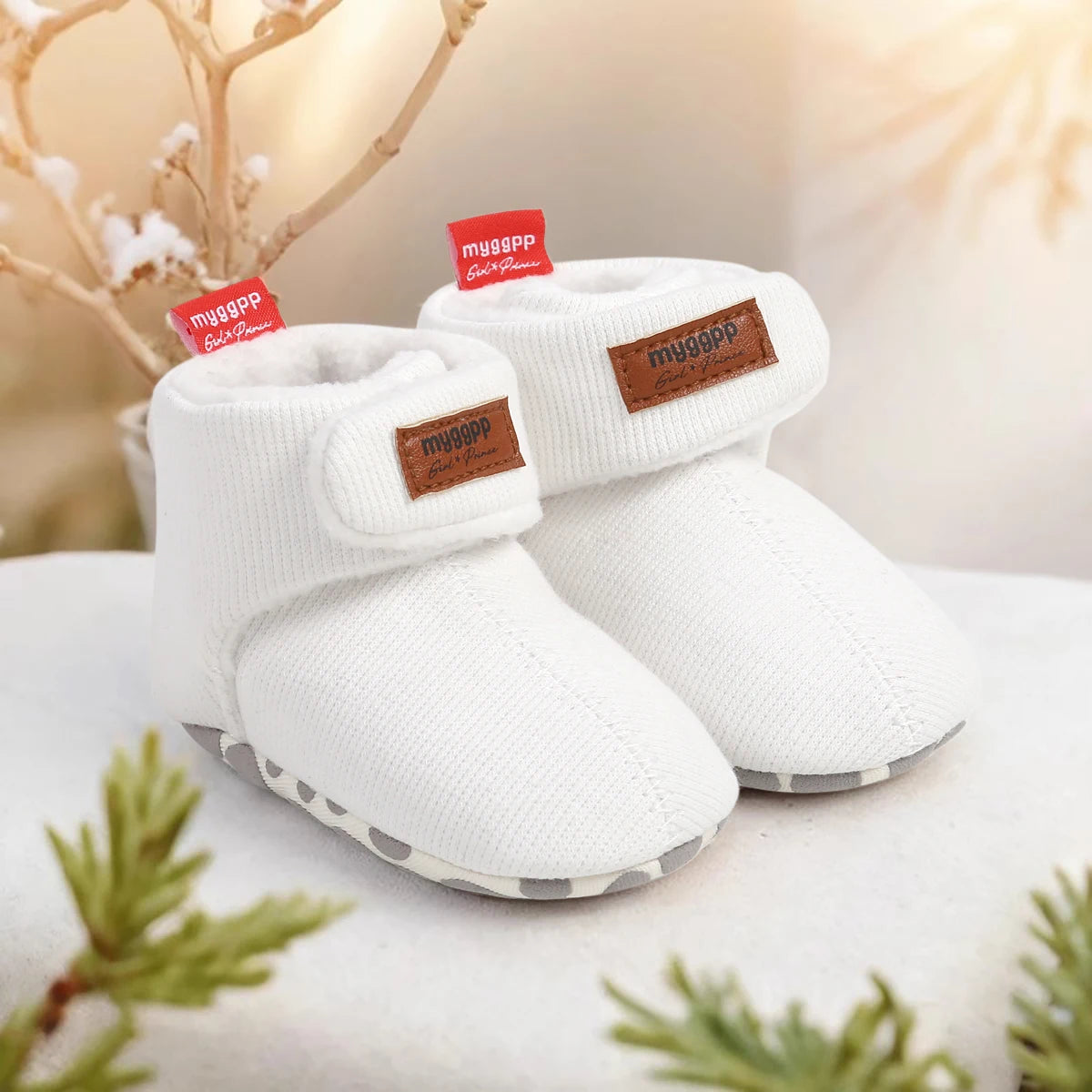 Newborn Baby Boy Girl Soft Fleece Booties Stay On Infant Slippers Socks Shoe Non Skid Gripper Toddler First Walkers Winter Ankle