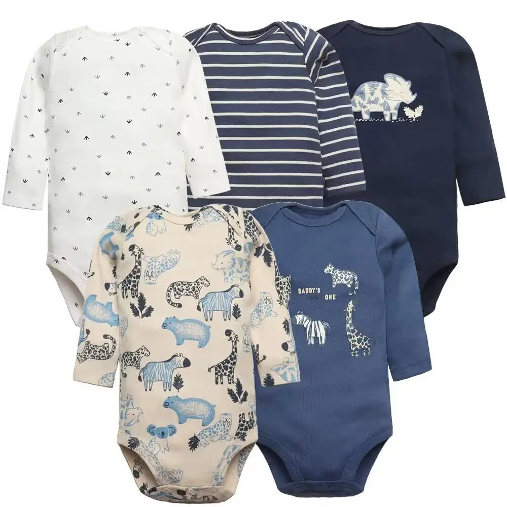 3/4/5PCS Baby Boys Girls Bodysuits Long Sleeve Stripe 100% Cotton Baby Clothes 0-24 Month Newborn Body Bebe Jumpsuit Clothing