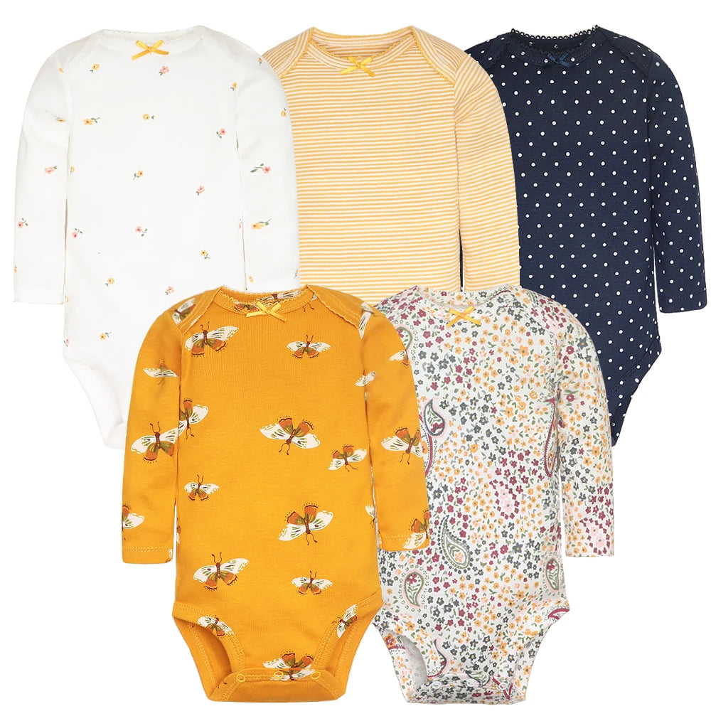 3/4/5PCS Baby Boys Girls Bodysuits Long Sleeve Stripe 100% Cotton Baby Clothes 0-24 Month Newborn Body Bebe Jumpsuit Clothing
