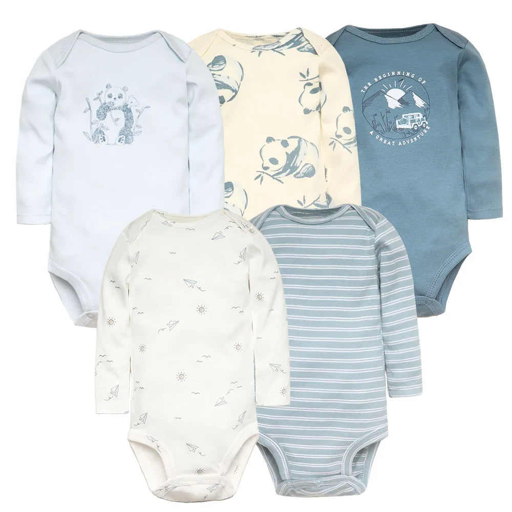 3/4/5PCS Baby Boys Girls Bodysuits Long Sleeve Stripe 100% Cotton Baby Clothes 0-24 Month Newborn Body Bebe Jumpsuit Clothing