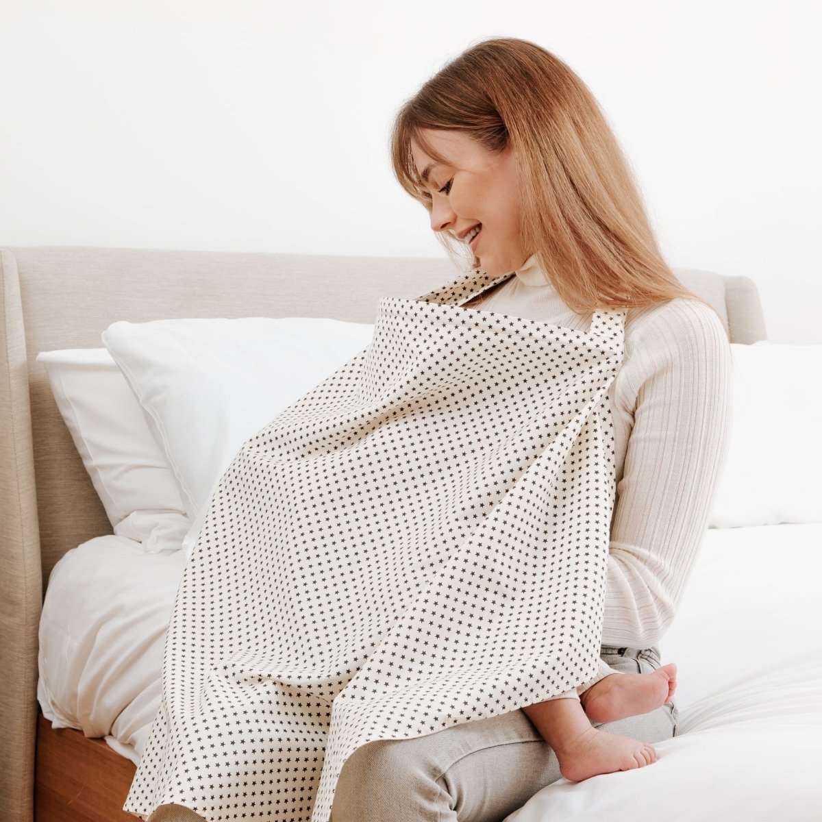 Breastfeed Apron - Grey Stars-3