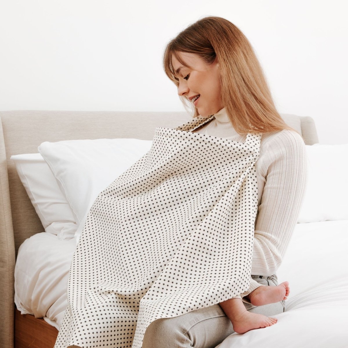 Breastfeed Apron - Grey Stars-0