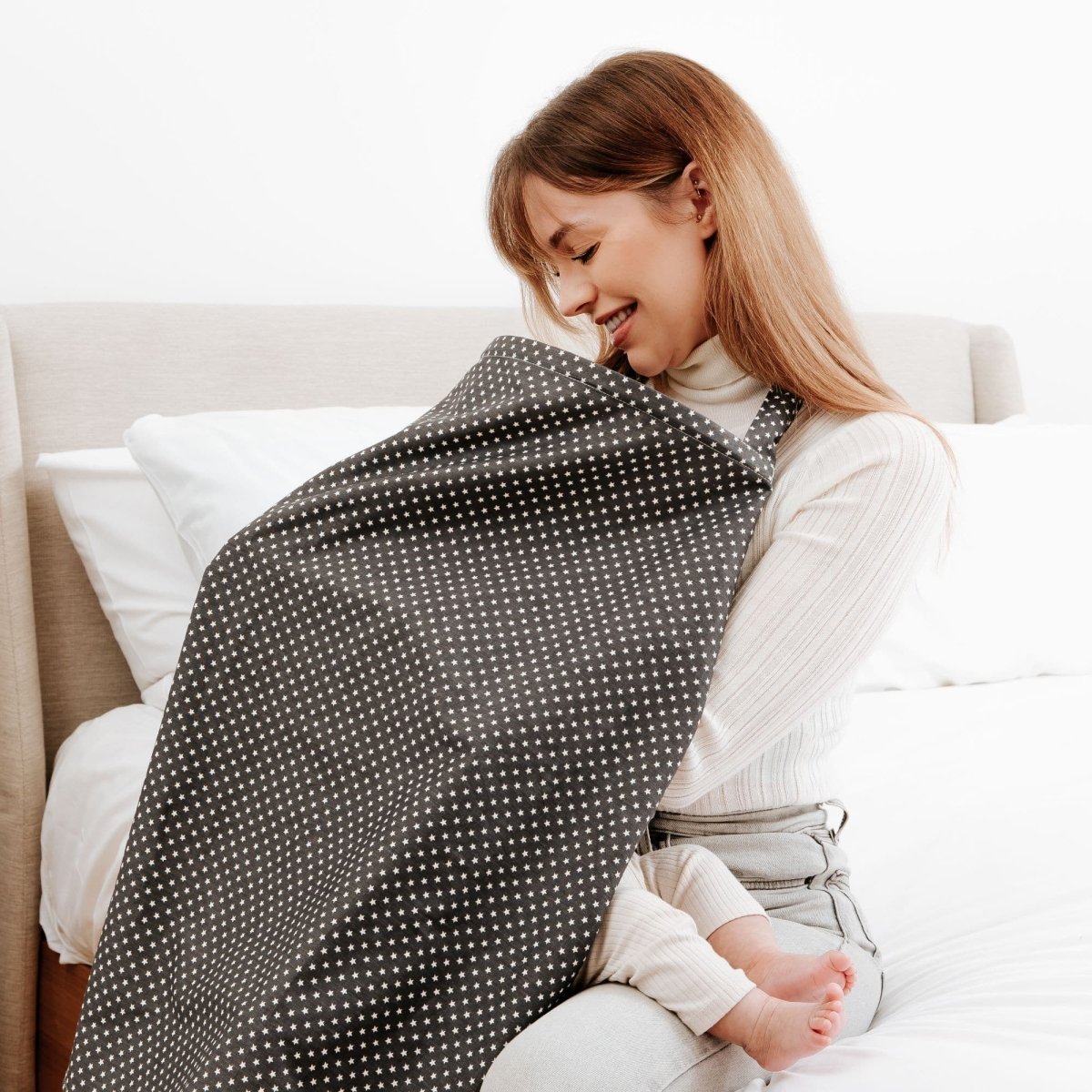Breastfeed Apron - White Stars-4
