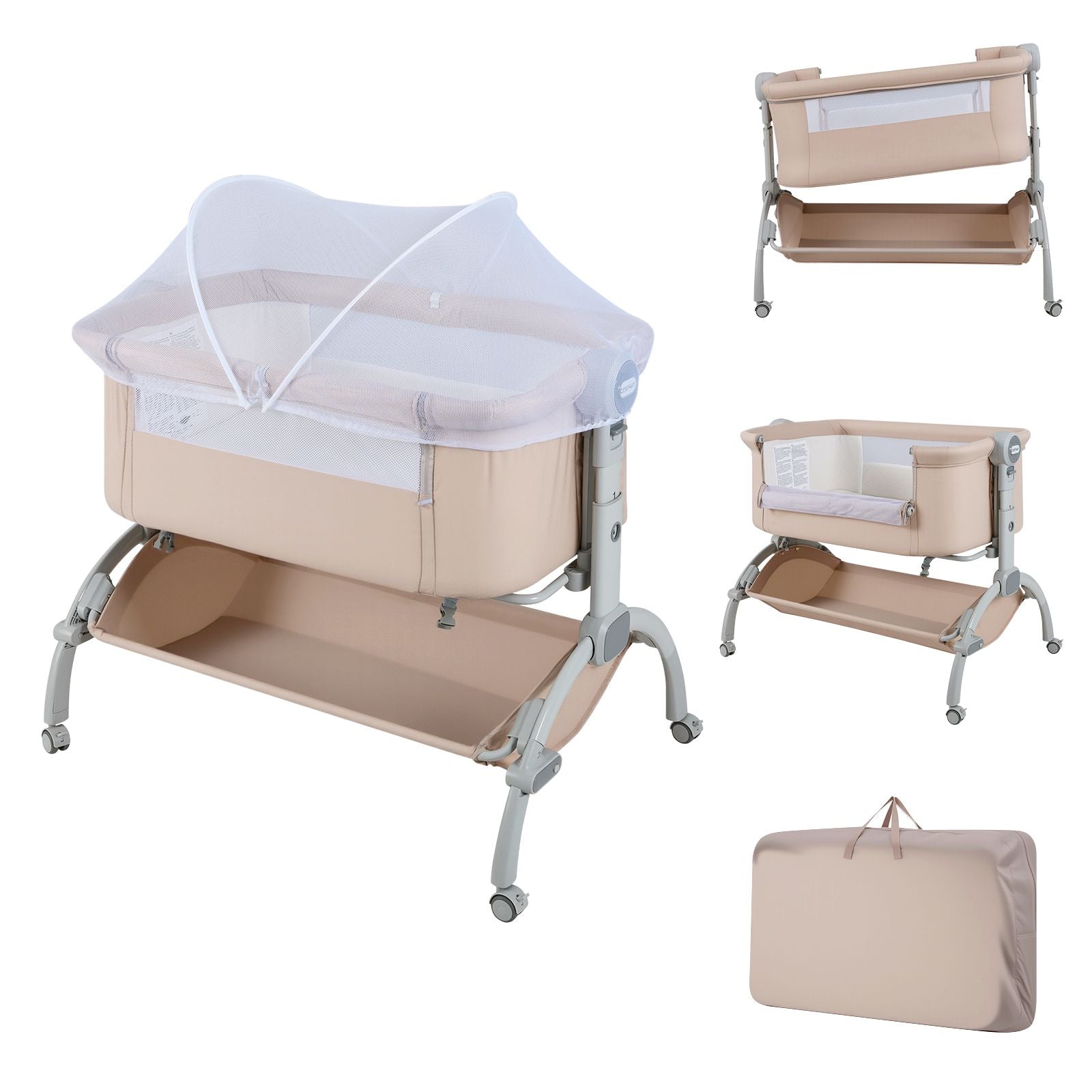 Baby Bassinet Bedside Sleeper with 7-Height Adjustment for Newborns