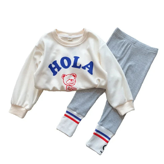 Fashion Baby Girl Boy Cotton Clothes Set Cartoon Bear Sweatshirt+Legging Pant 2Pcs Infant Toddler Hoodie Set Baby Clothes