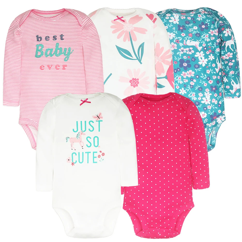 3/4/5PCS Baby Boys Girls Bodysuits Long Sleeve Stripe 100% Cotton Baby Clothes 0-24 Month Newborn Body Bebe Jumpsuit Clothing