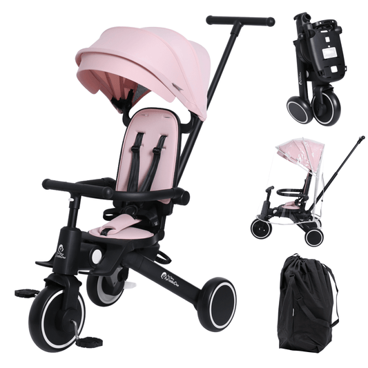 Foryourlittleone Xplor Plus 6 in 1 Foldable Trike - Pastel Pink (10m-5y)-0