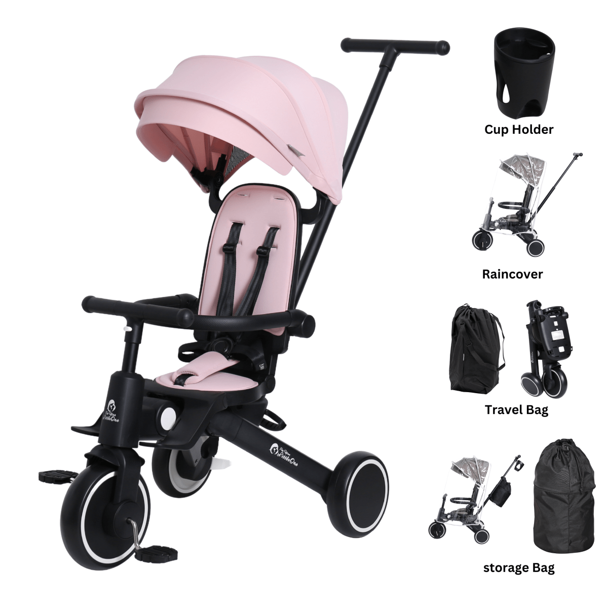 Foryourlittleone Xplor Ultimate 6 in 1 Foldable Trike - Pastel Pink (10m-5y)-0