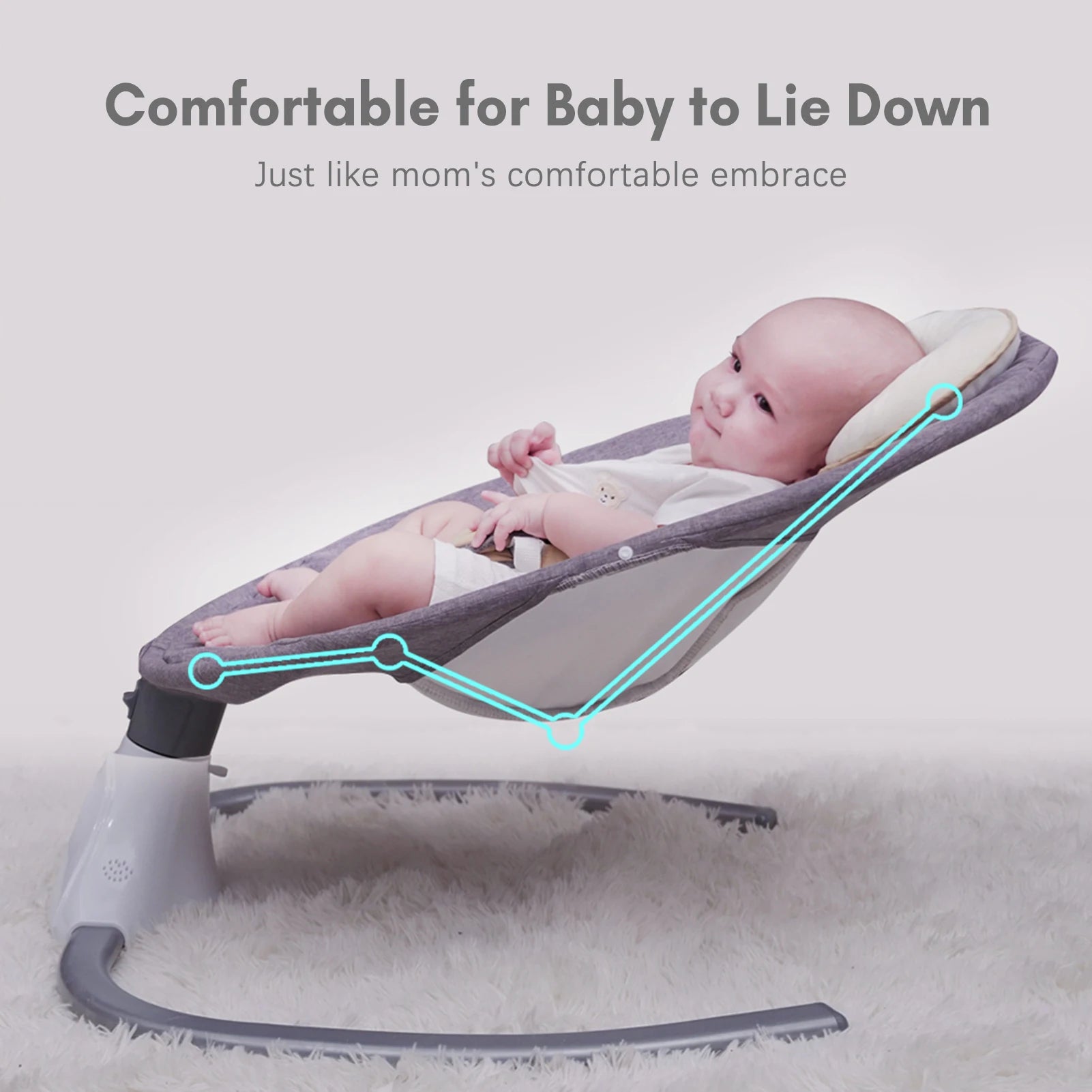 Putybudy S-Y608 Motorized Baby Swing for Infants Baby Rocker 4 Speeds & 4 Timer & 12 Preset Lullabies Supports BT Connection USB