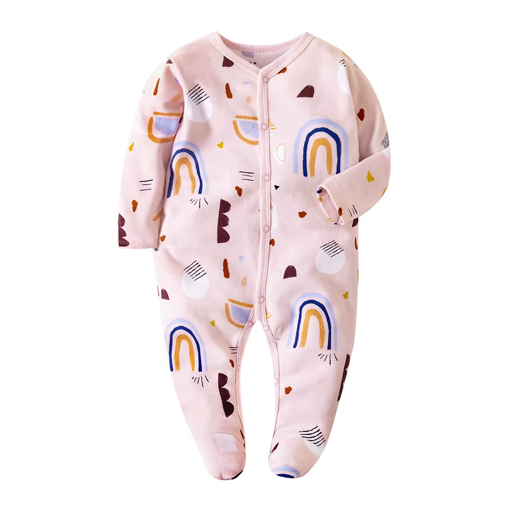 Newborn Footed Pajamas Zipper Girl and Boy Romper Long Sleeve Jumpsuit Cotton Solid White Fashion 0-12 Months Baby Clothes
