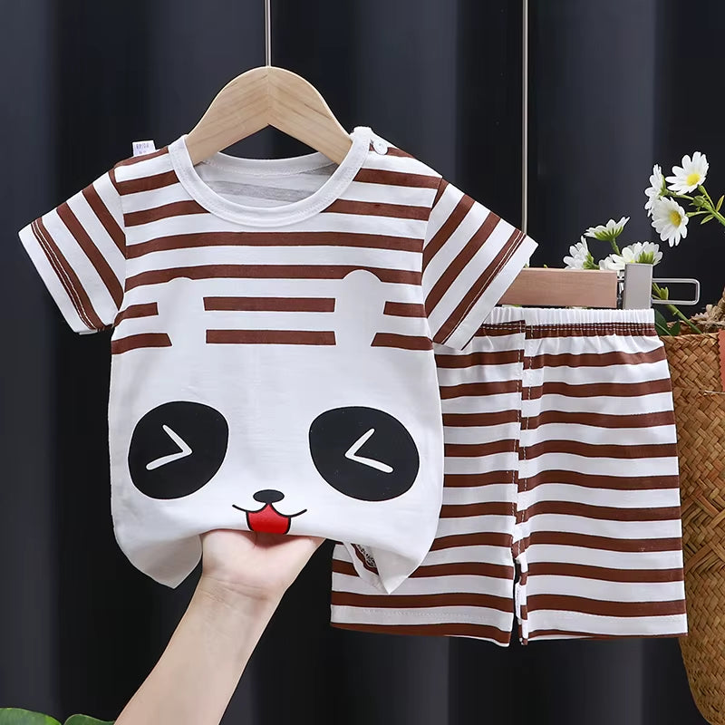 Kids Clothes Set Baby Boy/Girl T-Shirt + Shorts Summer Clothing Cotton Cartoon Casual Boys Tracksuit Children Baby Clothes Set