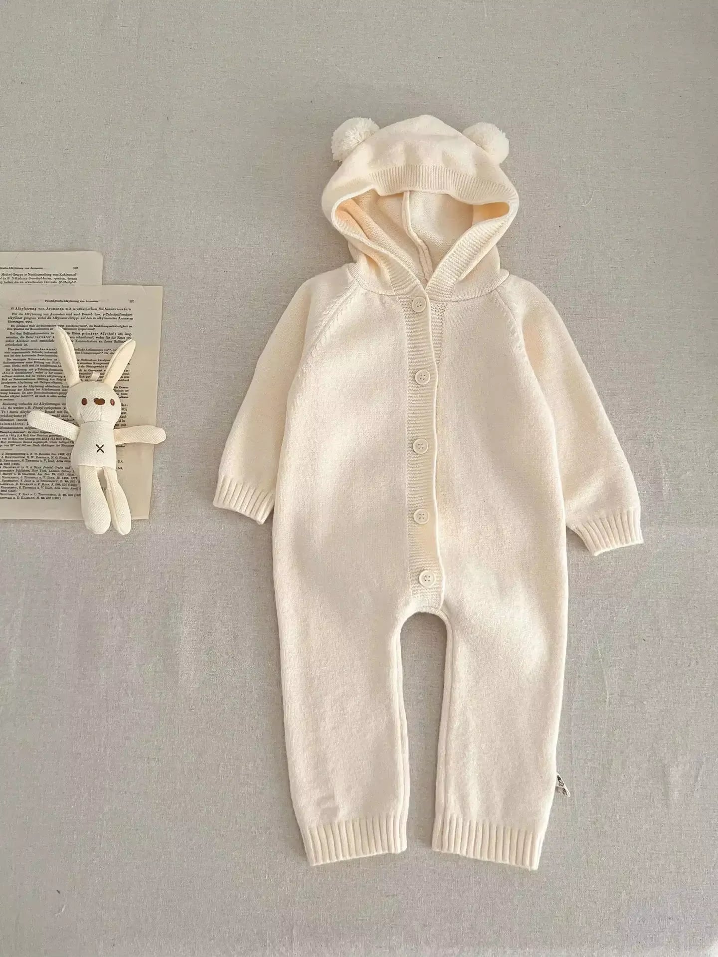 7623 Baby Clothes Knitted Jumpsuit Autumn Cute Little Bear Ears Boy'S One Piece Clothes Knitted Climbing Clothes