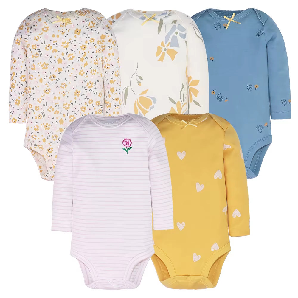 3/4/5PCS Baby Boys Girls Bodysuits Long Sleeve Stripe 100% Cotton Baby Clothes 0-24 Month Newborn Body Bebe Jumpsuit Clothing