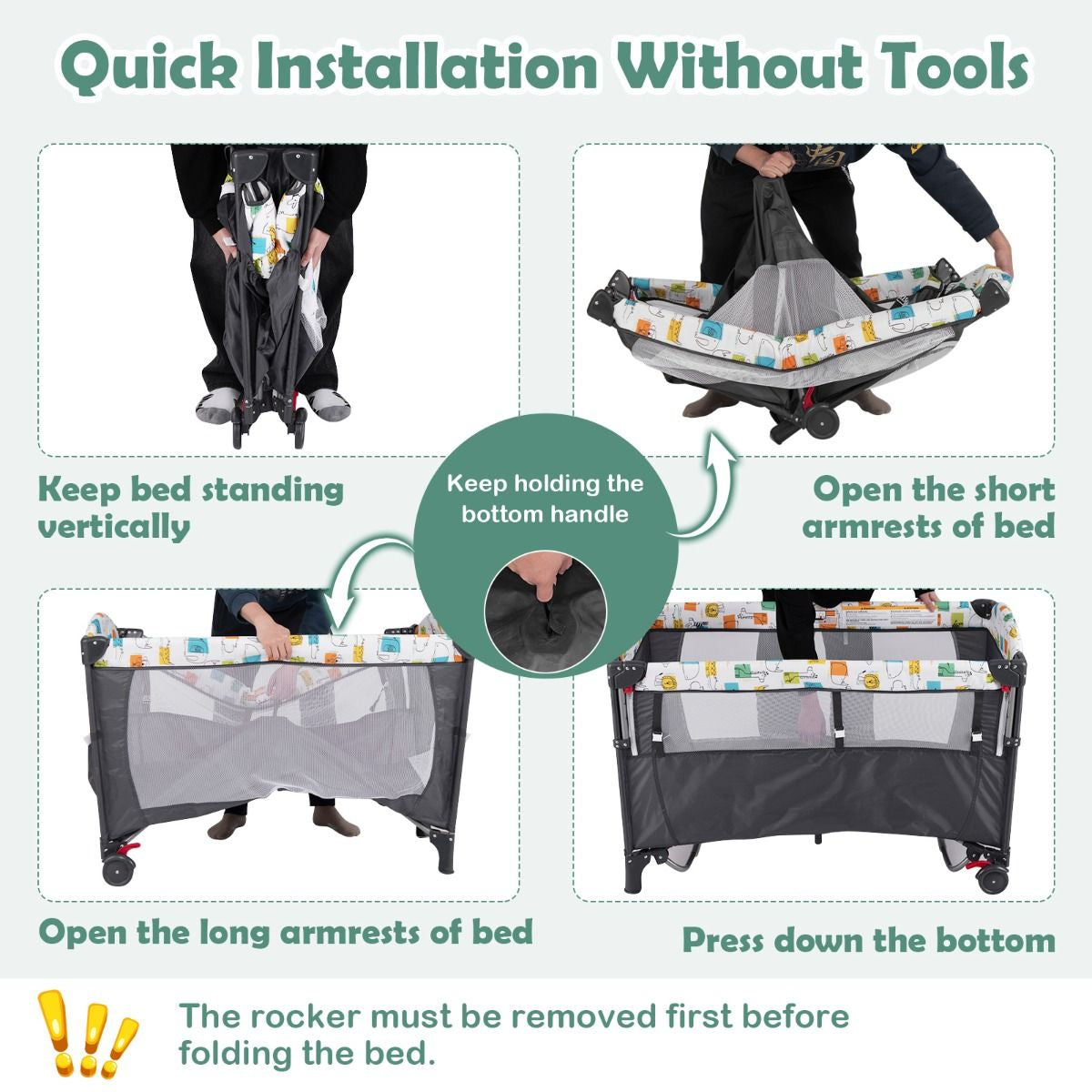 5-In-1 Baby Bassinet Bedside Sleeper with Diaper Changer and Hanging Toys