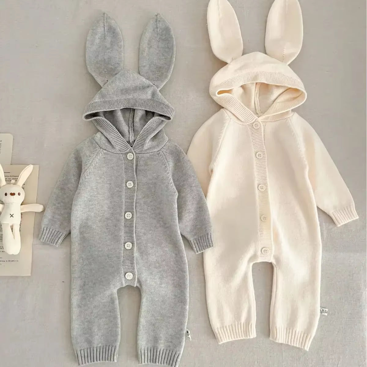 7623 Baby Clothes Knitted Jumpsuit Autumn Cute Little Bear Ears Boy'S One Piece Clothes Knitted Climbing Clothes
