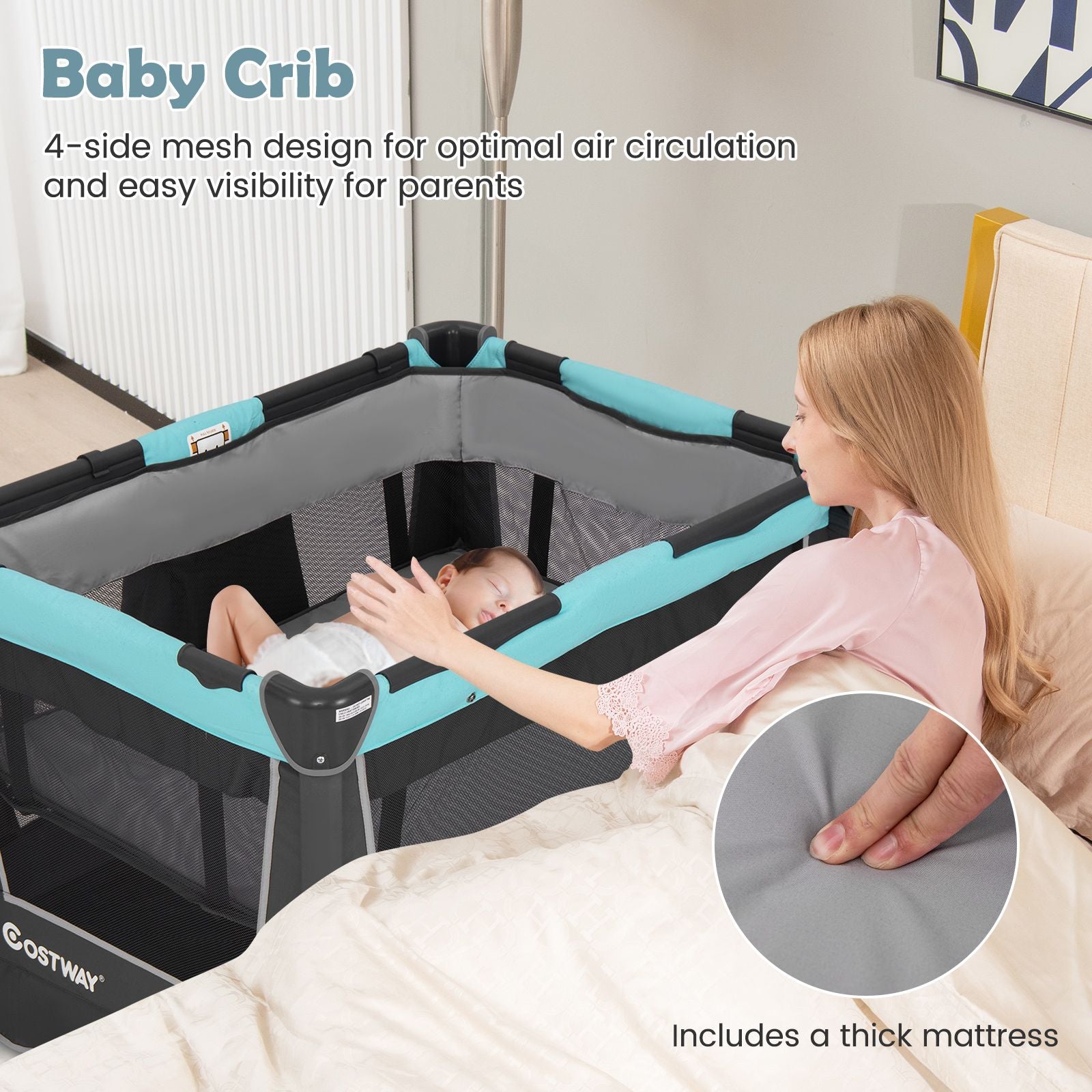 5-In-1 Foldable Pack and Play with Removable Bassinet