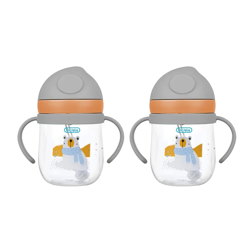 MAMIJOY 2PCS 250ML Baby Learning Drinking Cup With Gravity Ball＆Handle＆Scale Leak-proofHeat Resistance Newborn Water Cup BY01