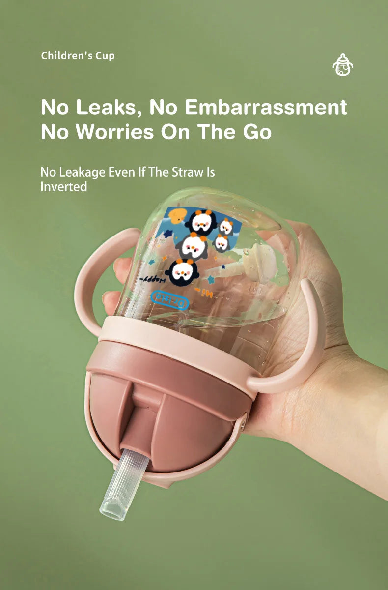 MAMIJOY 2PCS 250ML Baby Learning Drinking Cup With Gravity Ball＆Handle＆Scale Leak-proofHeat Resistance Newborn Water Cup BY01