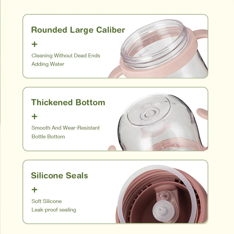 MAMIJOY 2PCS 250ML Baby Learning Drinking Cup With Gravity Ball＆Handle＆Scale Leak-proofHeat Resistance Newborn Water Cup BY01