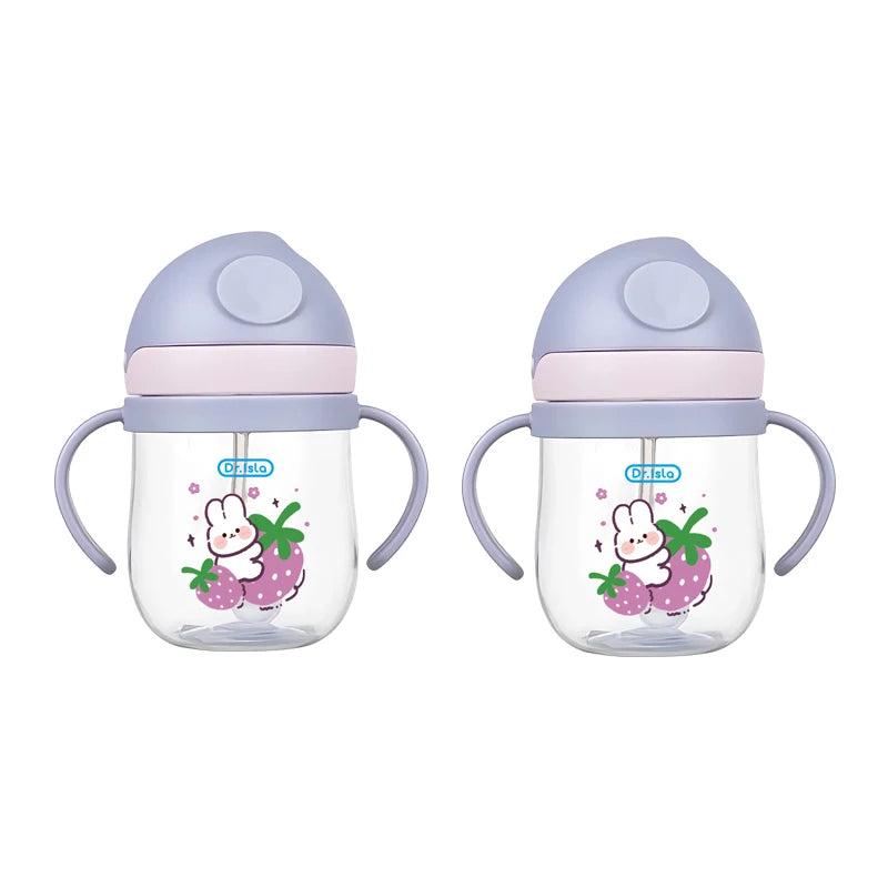 MAMIJOY 2PCS 250ML Baby Learning Drinking Cup With Gravity Ball＆Handle＆Scale Leak-proofHeat Resistance Newborn Water Cup BY01