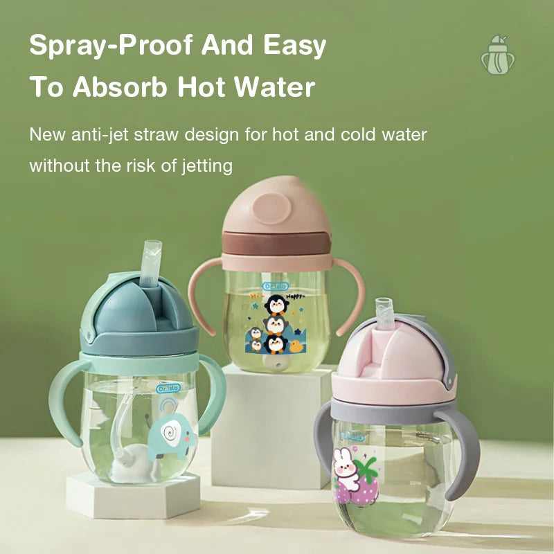 MAMIJOY 2PCS 250ML Baby Learning Drinking Cup With Gravity Ball＆Handle＆Scale Leak-proofHeat Resistance Newborn Water Cup BY01