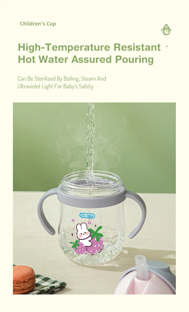 MAMIJOY 2PCS 250ML Baby Learning Drinking Cup With Gravity Ball＆Handle＆Scale Leak-proofHeat Resistance Newborn Water Cup BY01