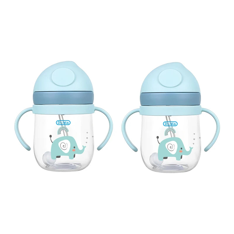 MAMIJOY 2PCS 250ML Baby Learning Drinking Cup With Gravity Ball＆Handle＆Scale Leak-proofHeat Resistance Newborn Water Cup BY01